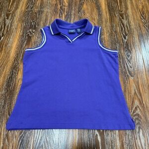 Y2K Vintage Women's Purple Sleeveless Polo Shirt Tennis Tank Top Size S Golf 90